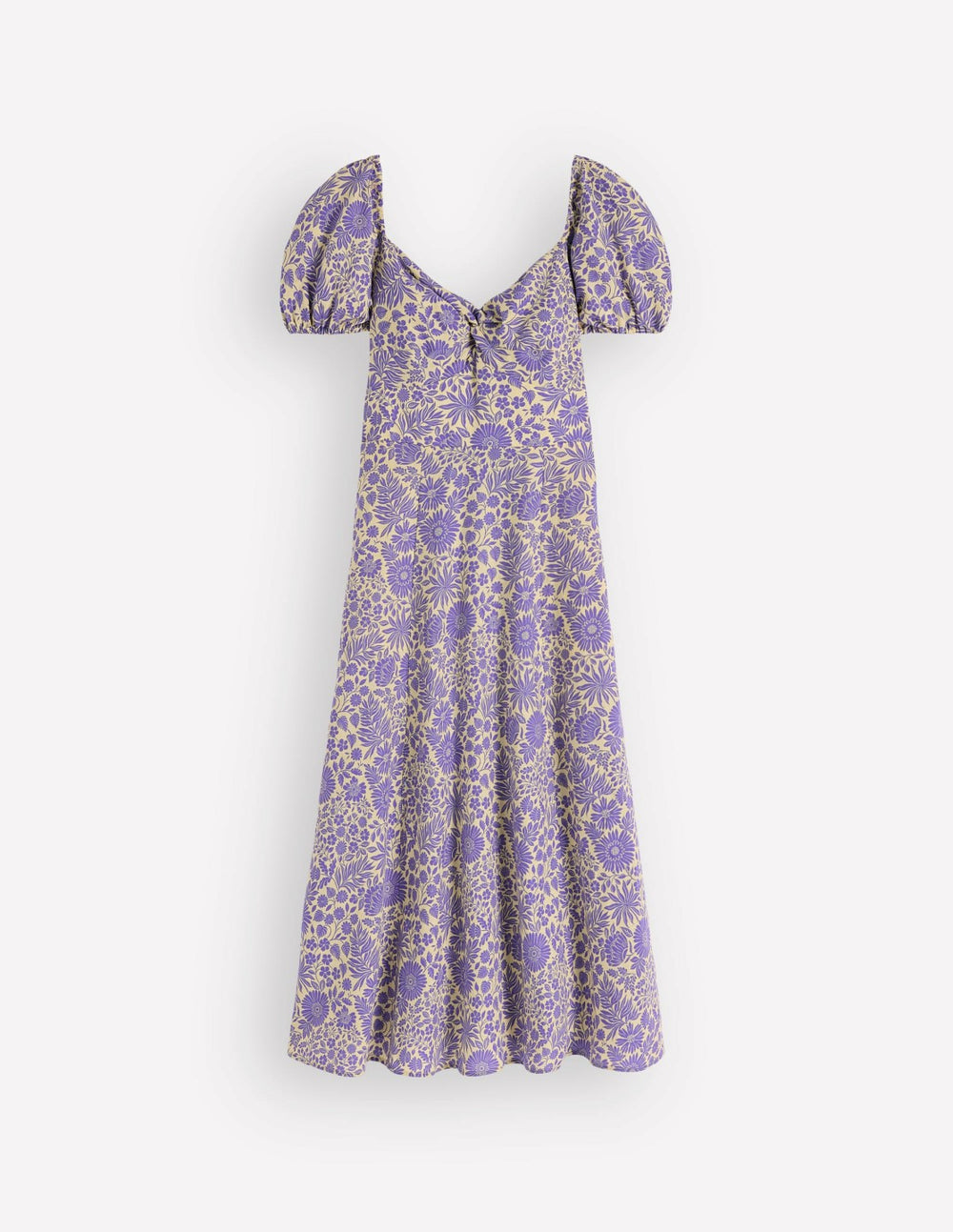 Twist Front Linen Blend Dress-Han Purple, Flowered Bloom / Boden us