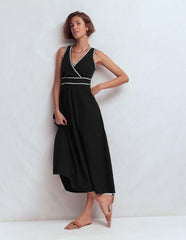 Lorna Trim Double Cloth Dress-Black Ivory / Boden