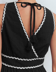 Lorna Trim Double Cloth Dress-Black Ivory / Boden