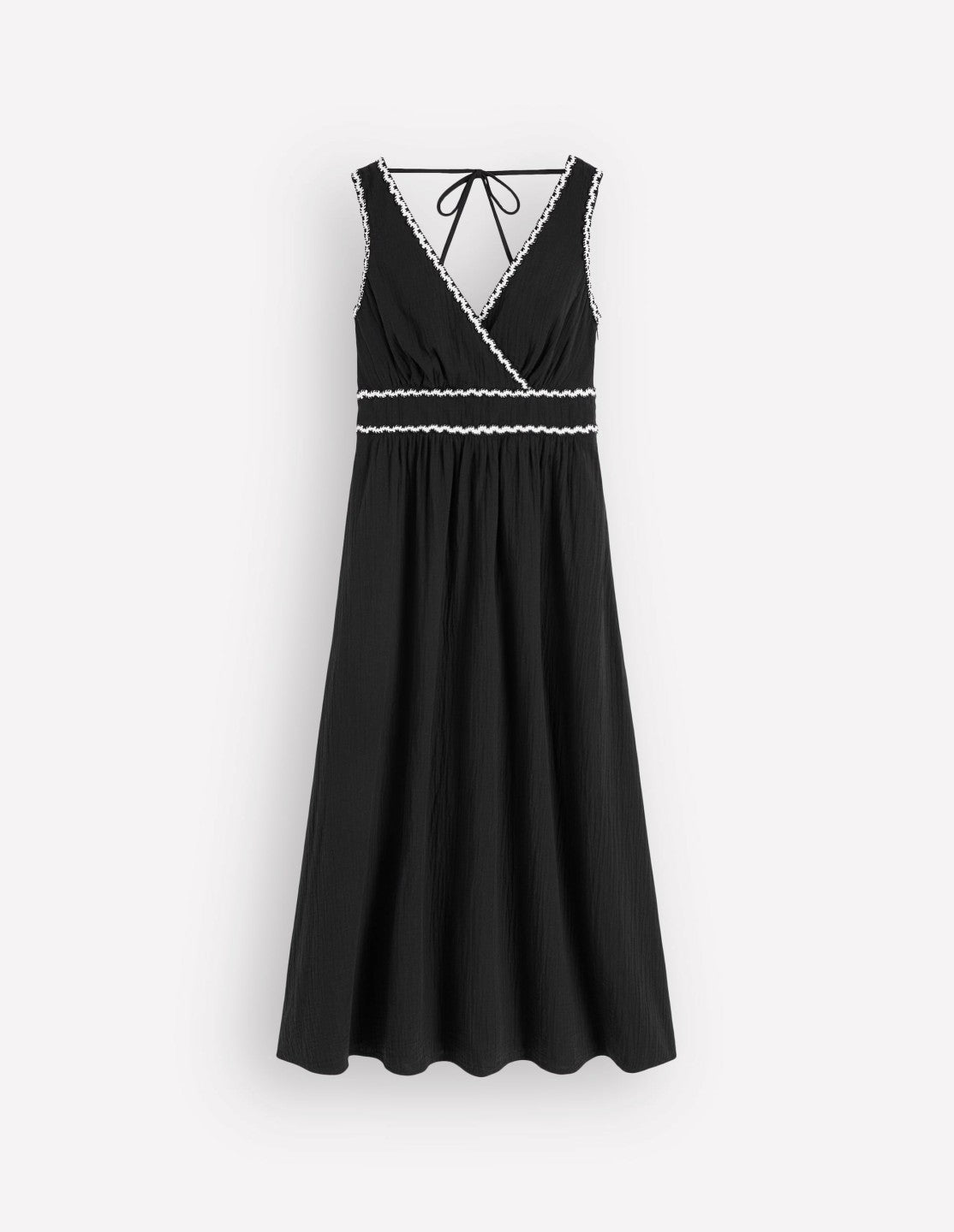 Lorna Trim Double Cloth Dress-Black Ivory / Boden