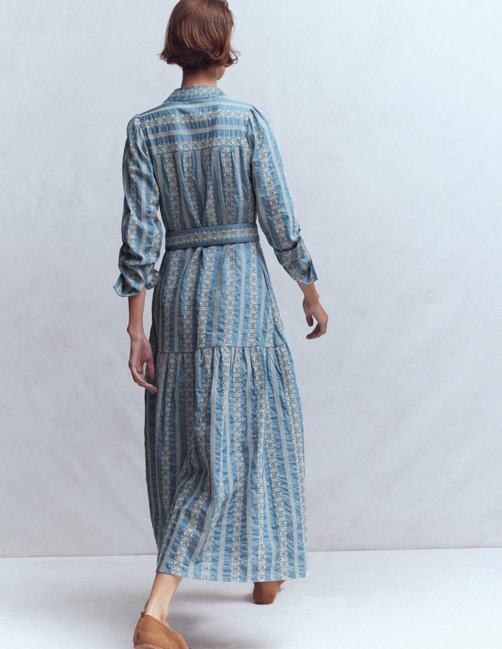 Ellie Cotton Maxi Shirt Dress-Broderie Denim / Boden Outlet