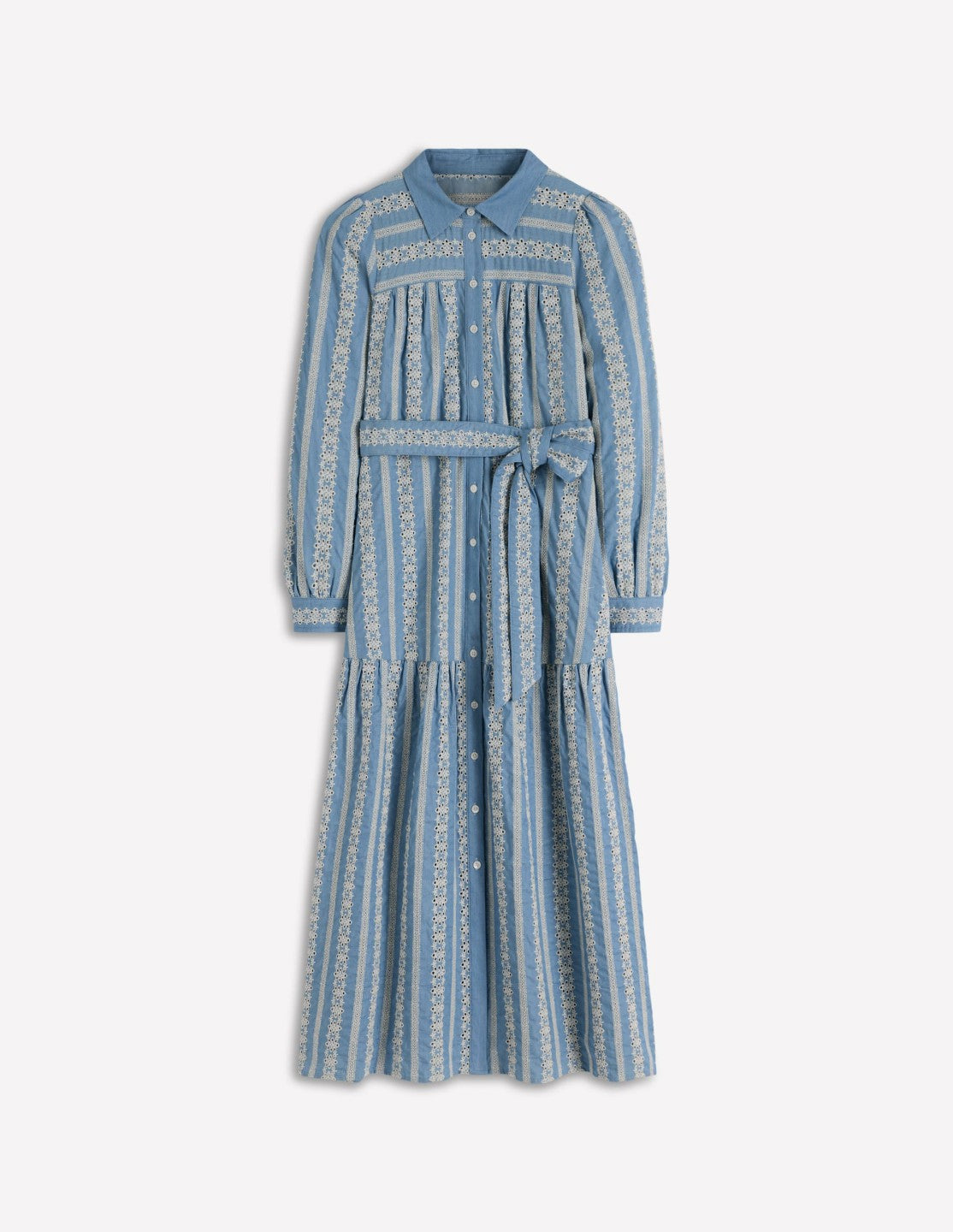 Ellie Cotton Maxi Shirt Dress-Broderie Denim / Boden Outlet