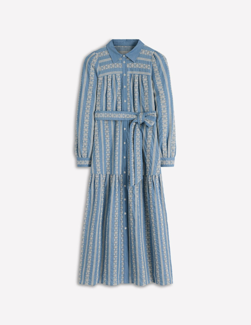 Ellie Cotton Maxi Shirt Dress-Broderie Denim / Boden Outlet