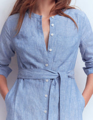 Mollie Linen Shirt Dress-Chambray / Boden Discount