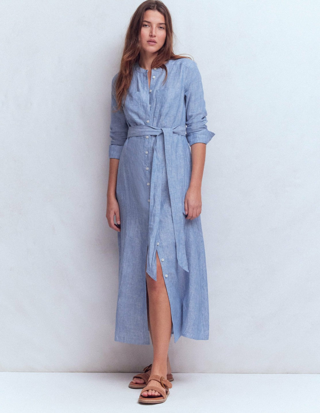 Mollie Linen Shirt Dress-Chambray / Boden Discount