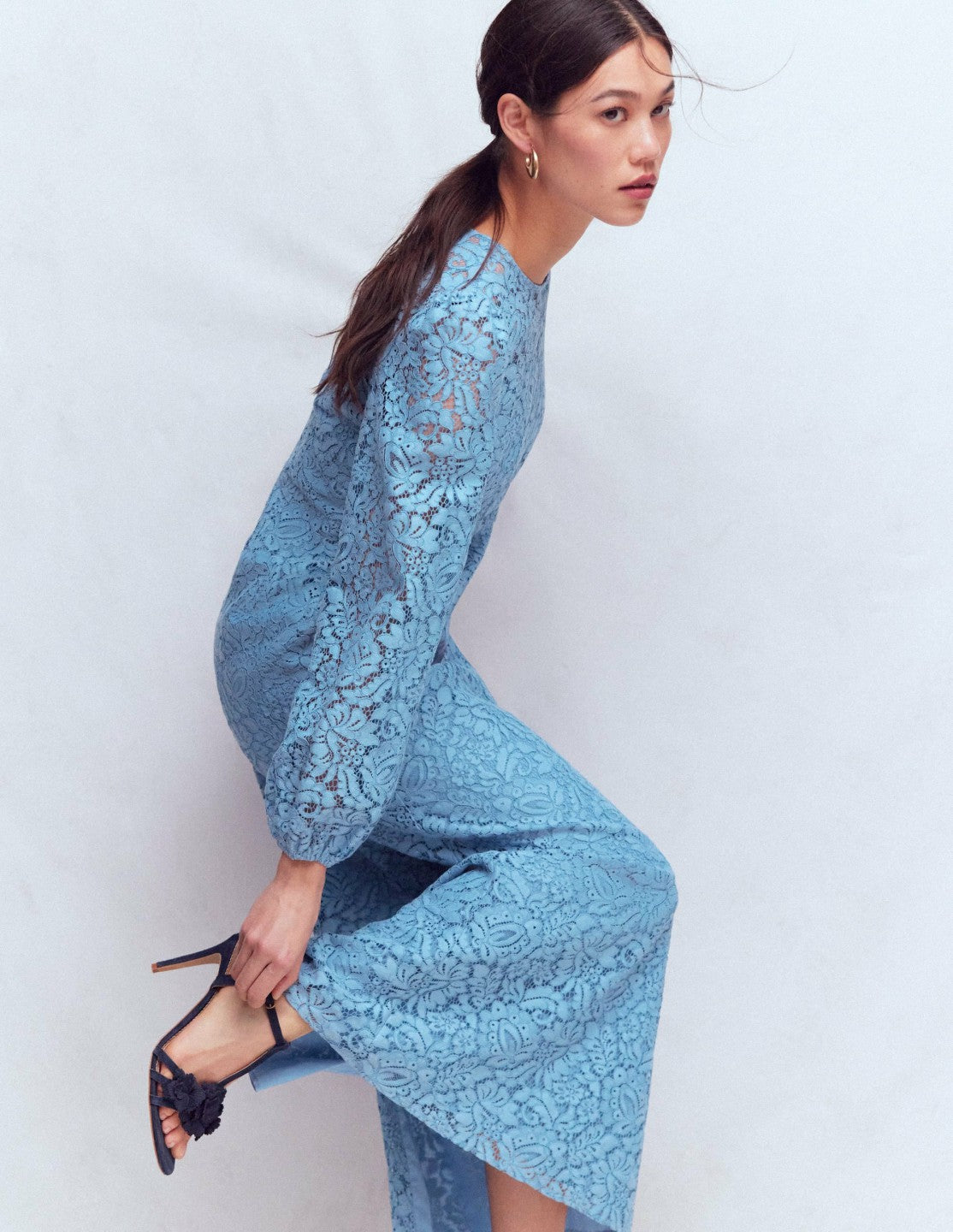 High Neck Lace Dress-Blue / Boden On sale