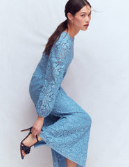 High Neck Lace Dress-Blue / Boden On sale