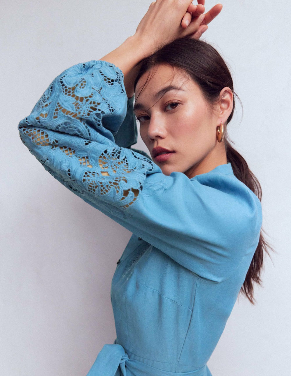 Mae Linen Blend Shirt Dress-Blue Heaven / Boden us