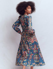 Florence Linen Blend Dress-Blue, Enchanting Bouquet / Boden Sale