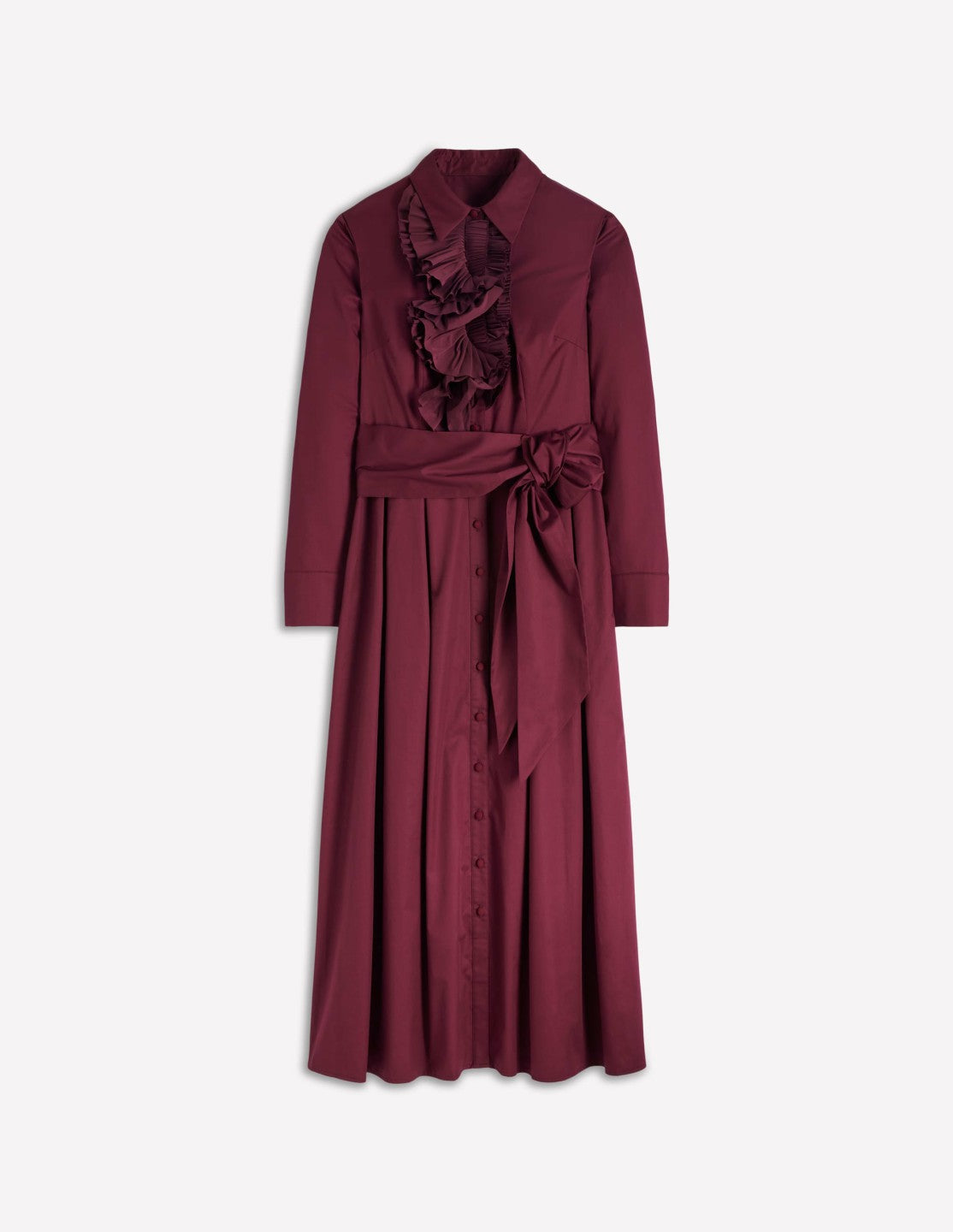 Pleated Ruffle Shirt Dress-Deep Wisteria / Boden Online