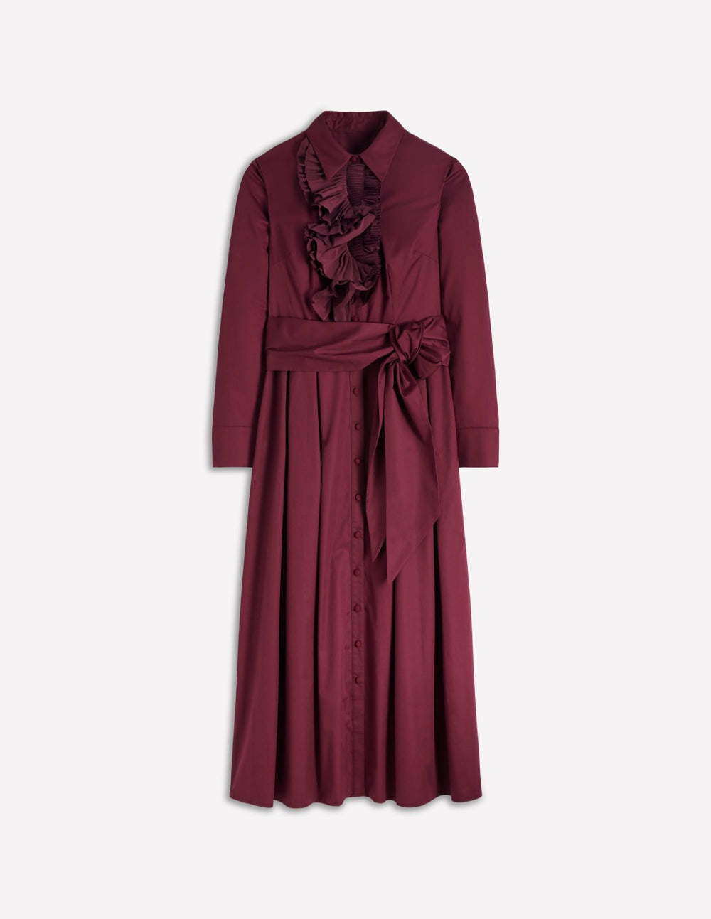 Pleated Ruffle Shirt Dress-Deep Wisteria / Boden Online