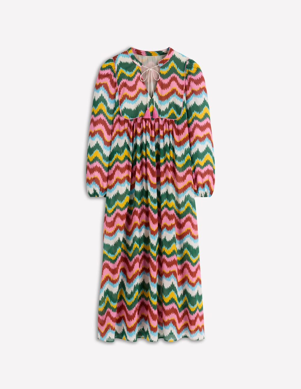 Boho Tie Neck Kaftan-Multi, Zig Zag Wave / Boden On sale