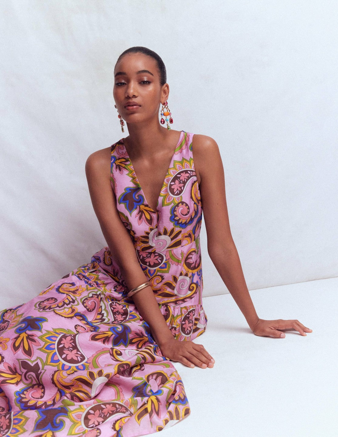 Drop Waist Sleeveless Dress-Multi Paisley Frenzy / Boden us