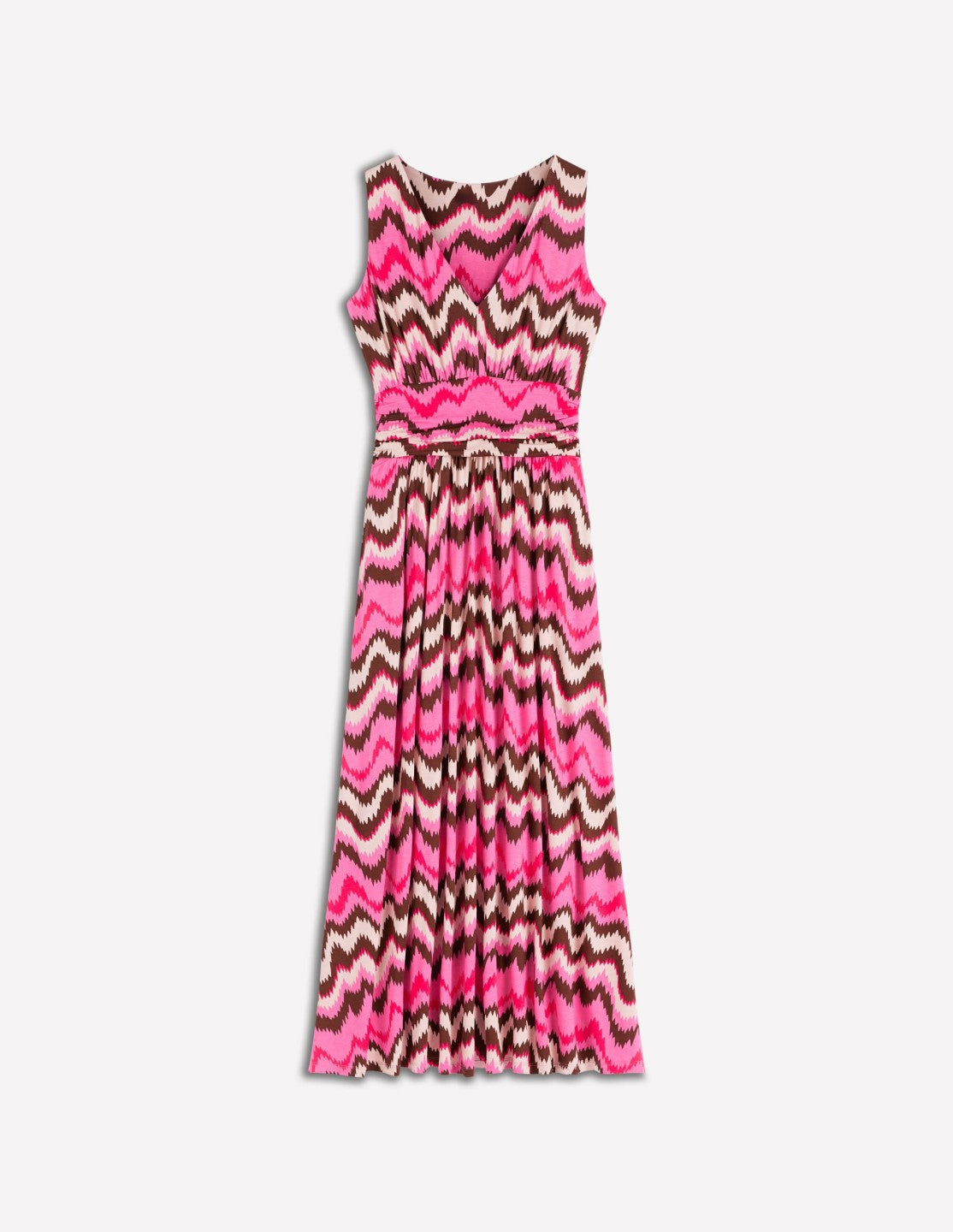 Elodie Jersey Maxi Dress-Pink Punch, Zig Zag Wave / Boden On sale