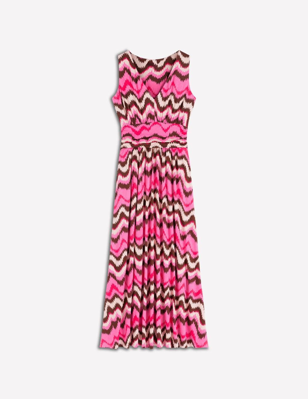 Elodie Jersey Maxi Dress-Pink Punch, Zig Zag Wave / Boden On sale