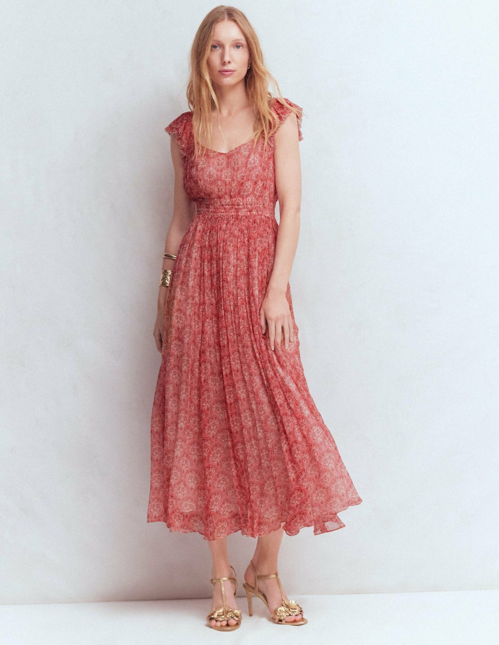 Crinkle Chiffon Maxi Dress-Pink Paradise Gardens / Boden Online