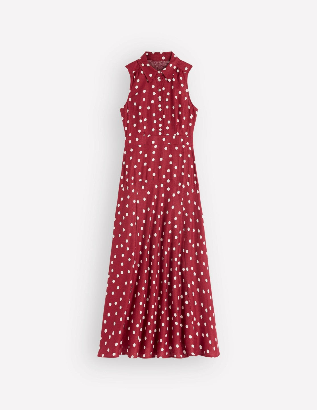 Erma Drop Waist Linen Dress-Red Painted Dot Spaced / Boden Outlet