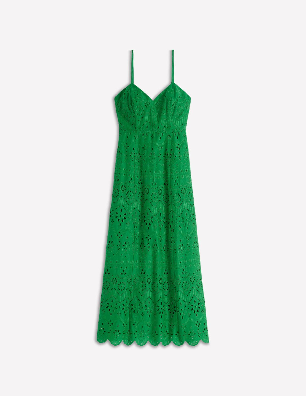 Empire Linen Broderie Dress-Rich Emerald Broderie / Boden Discount