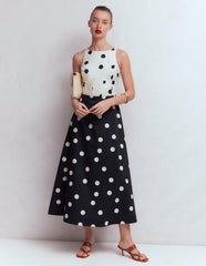 Silvia Boned Bodice Maxi Dress-French Navy Painted Spaced Dot / Boden On sale