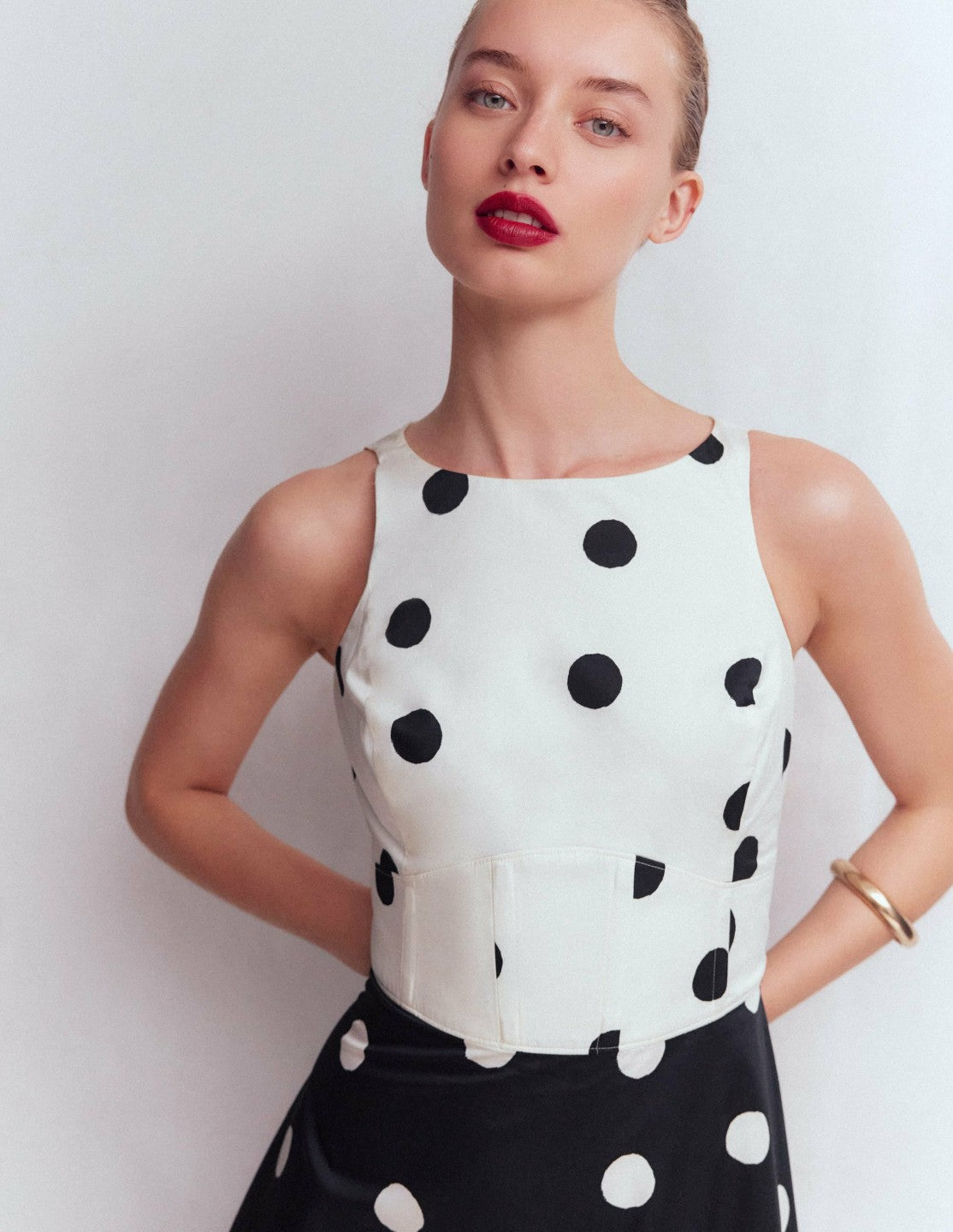 Silvia Boned Bodice Maxi Dress-French Navy Painted Spaced Dot / Boden On sale