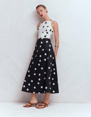Silvia Boned Bodice Maxi Dress-French Navy Painted Spaced Dot / Boden On sale