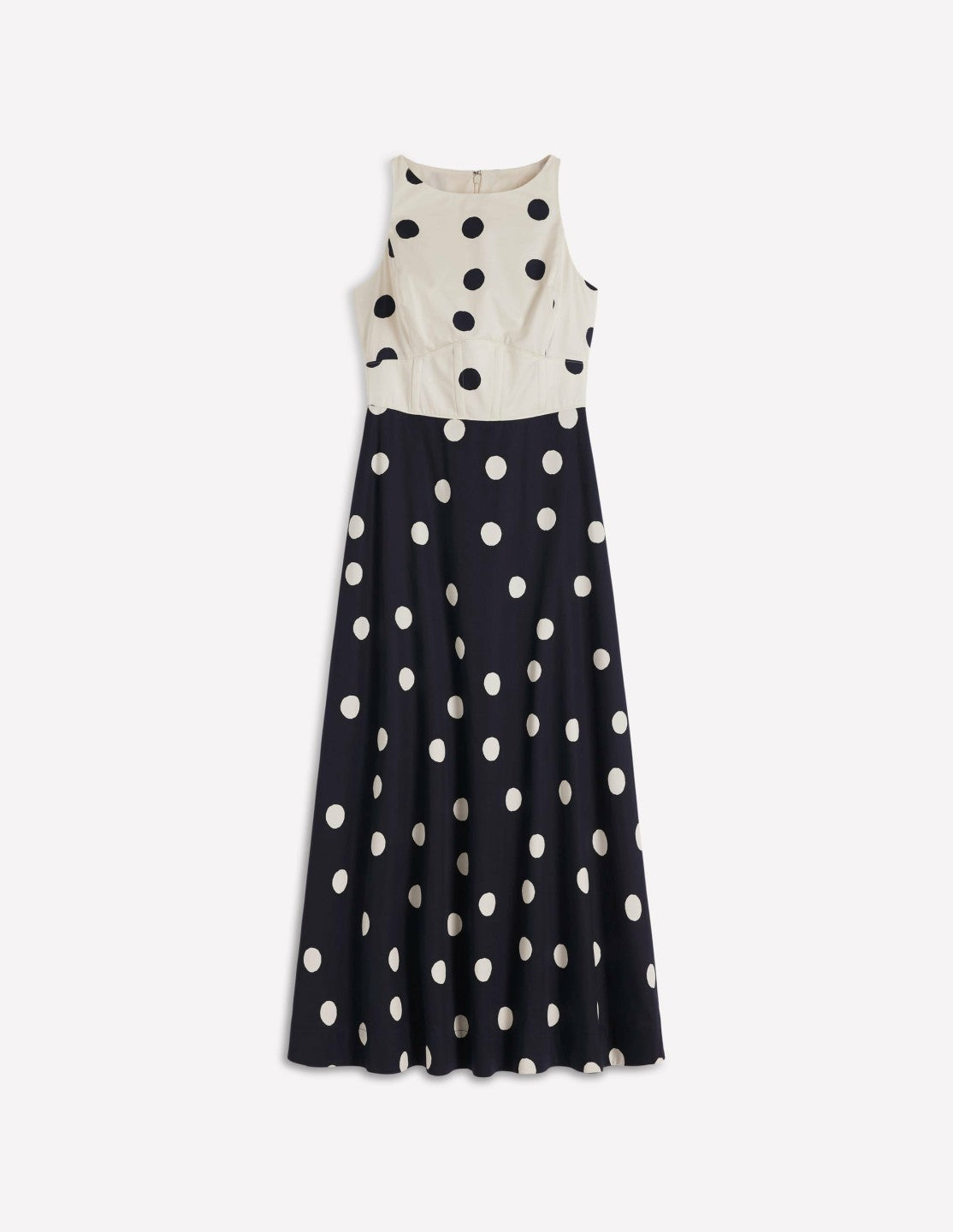 Silvia Boned Bodice Maxi Dress-French Navy Painted Spaced Dot / Boden On sale