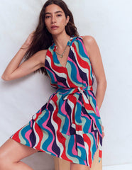 Viv Double Cloth Short Dress-Wiggle Print / Boden Discount
