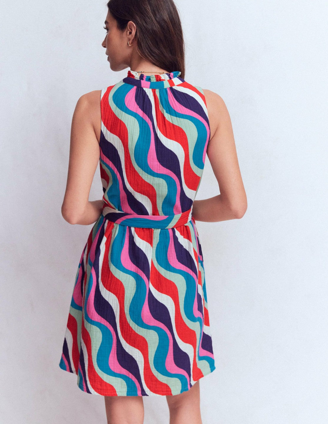 Viv Double Cloth Short Dress-Wiggle Print / Boden Discount