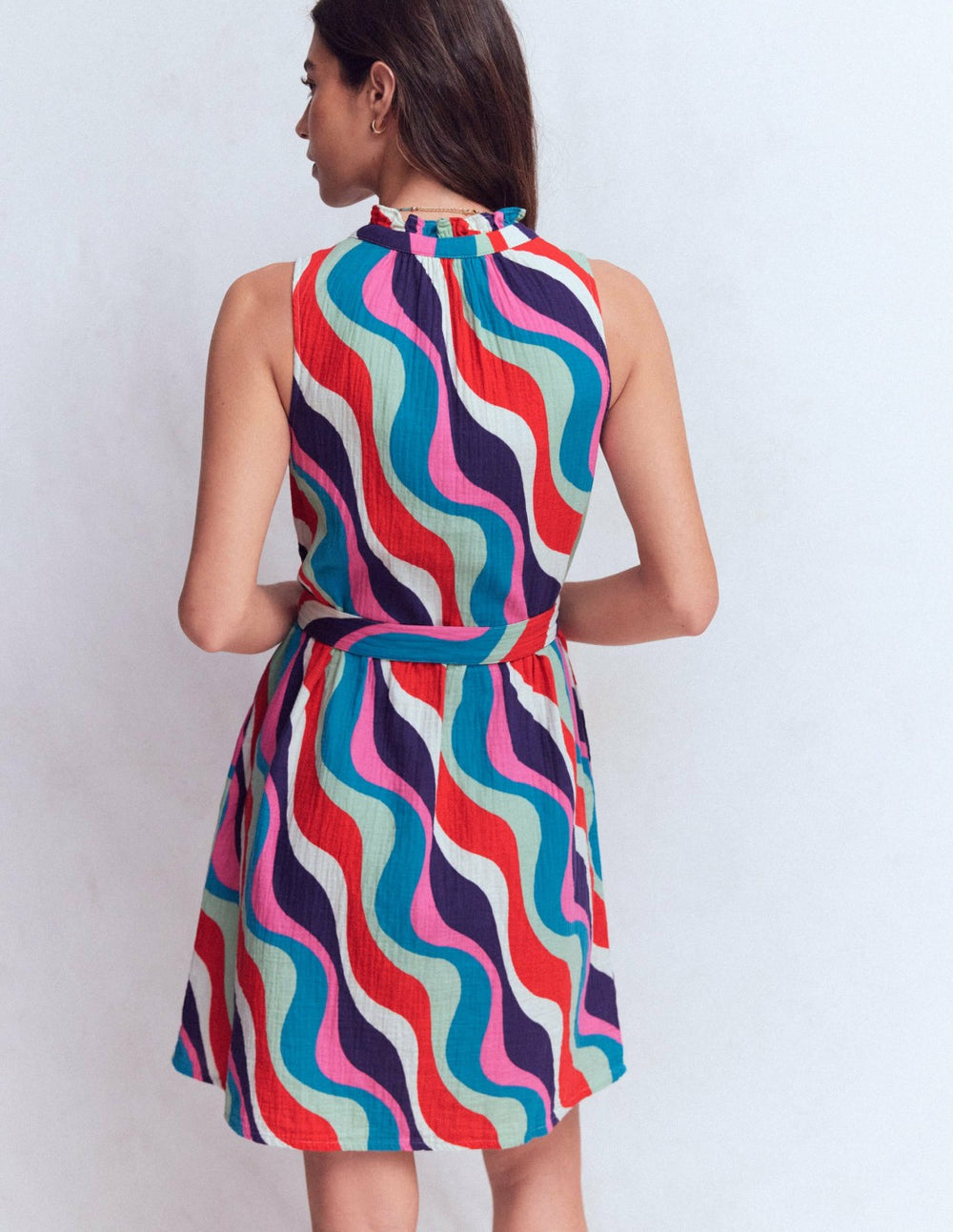 Viv Double Cloth Short Dress-Wiggle Print / Boden Discount