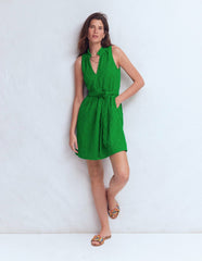 Viv Double Cloth Short Dress-Highland Green Broderie / Boden On sale