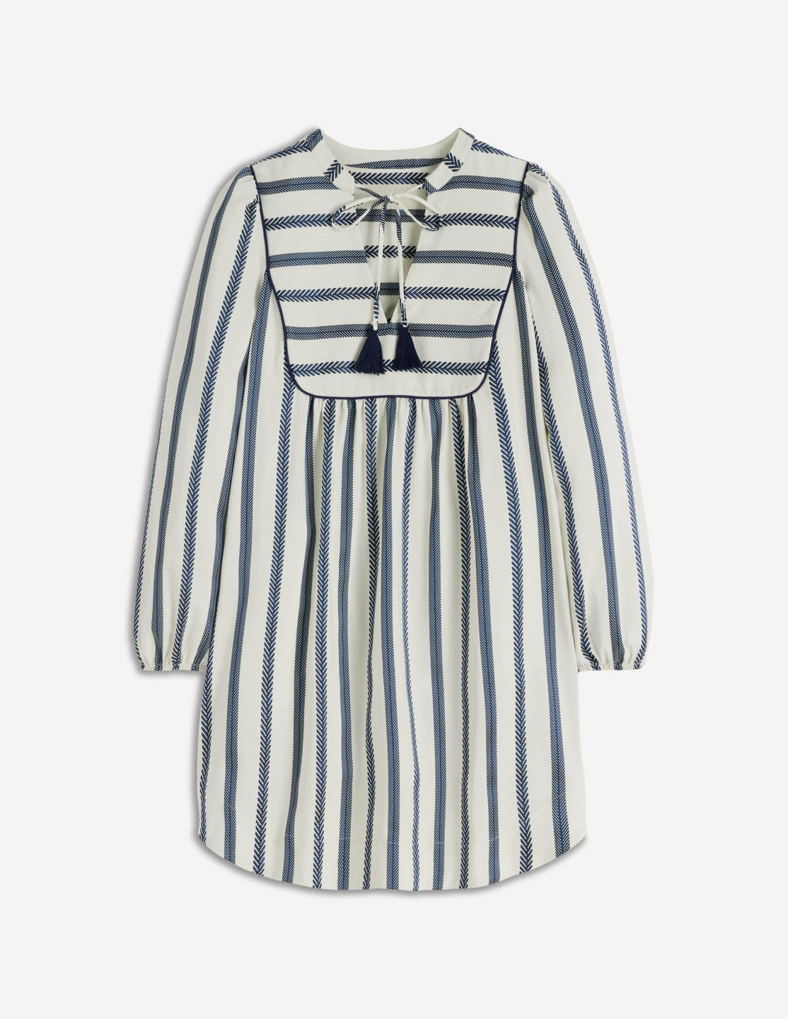 Pia Cotton Yoke Dress-Blue Stripe / Boden On sale