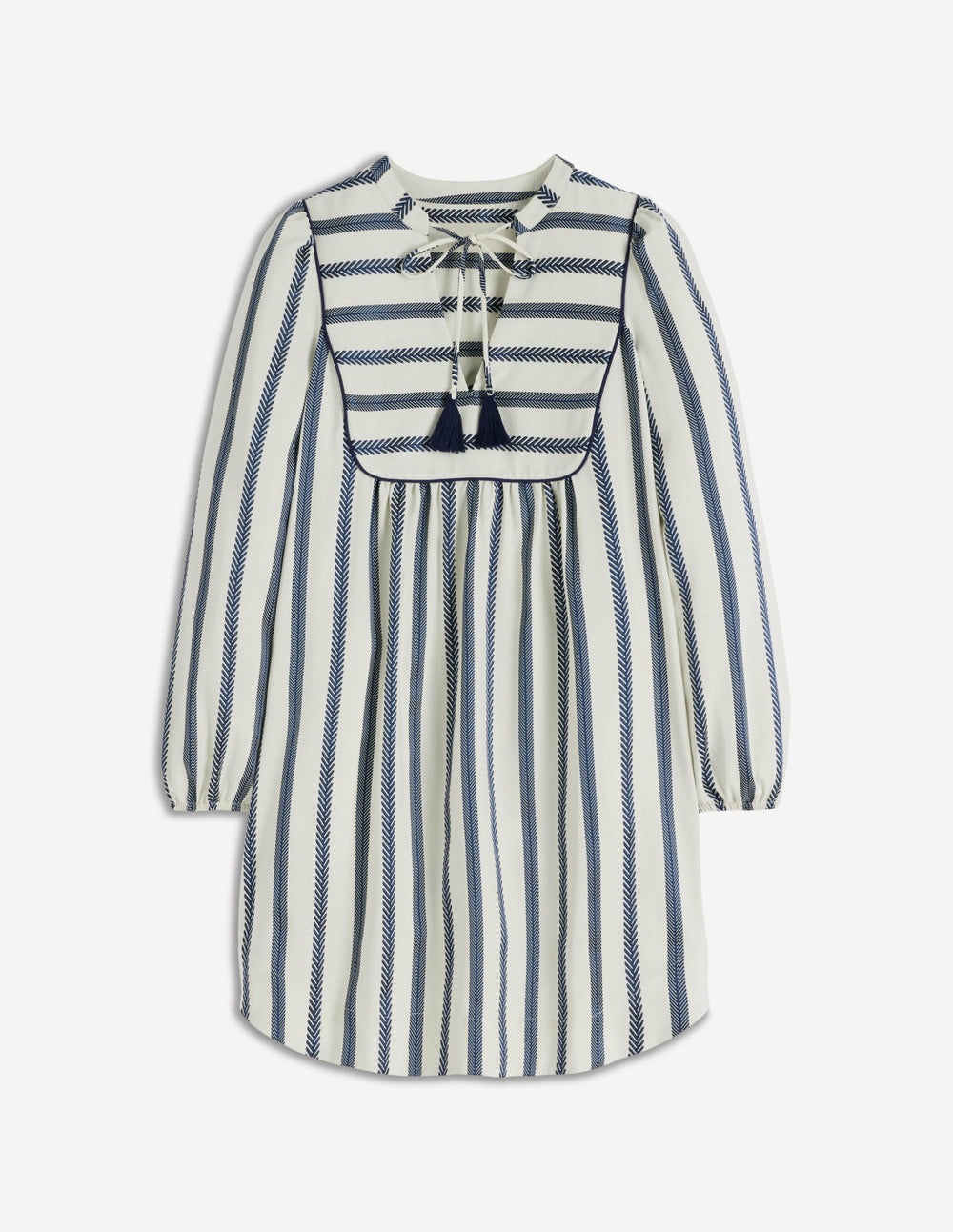 Pia Cotton Yoke Dress-Blue Stripe / Boden On sale