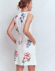 Occasion Short Linen Dress-White Embroidery / Boden Online