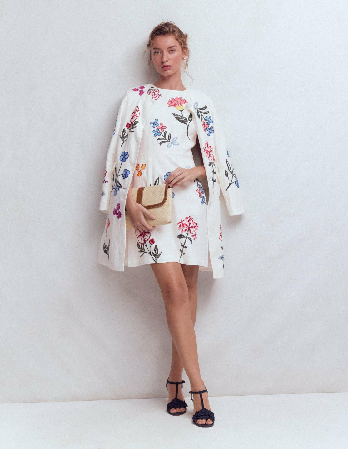 Occasion Short Linen Dress-White Embroidery / Boden Online