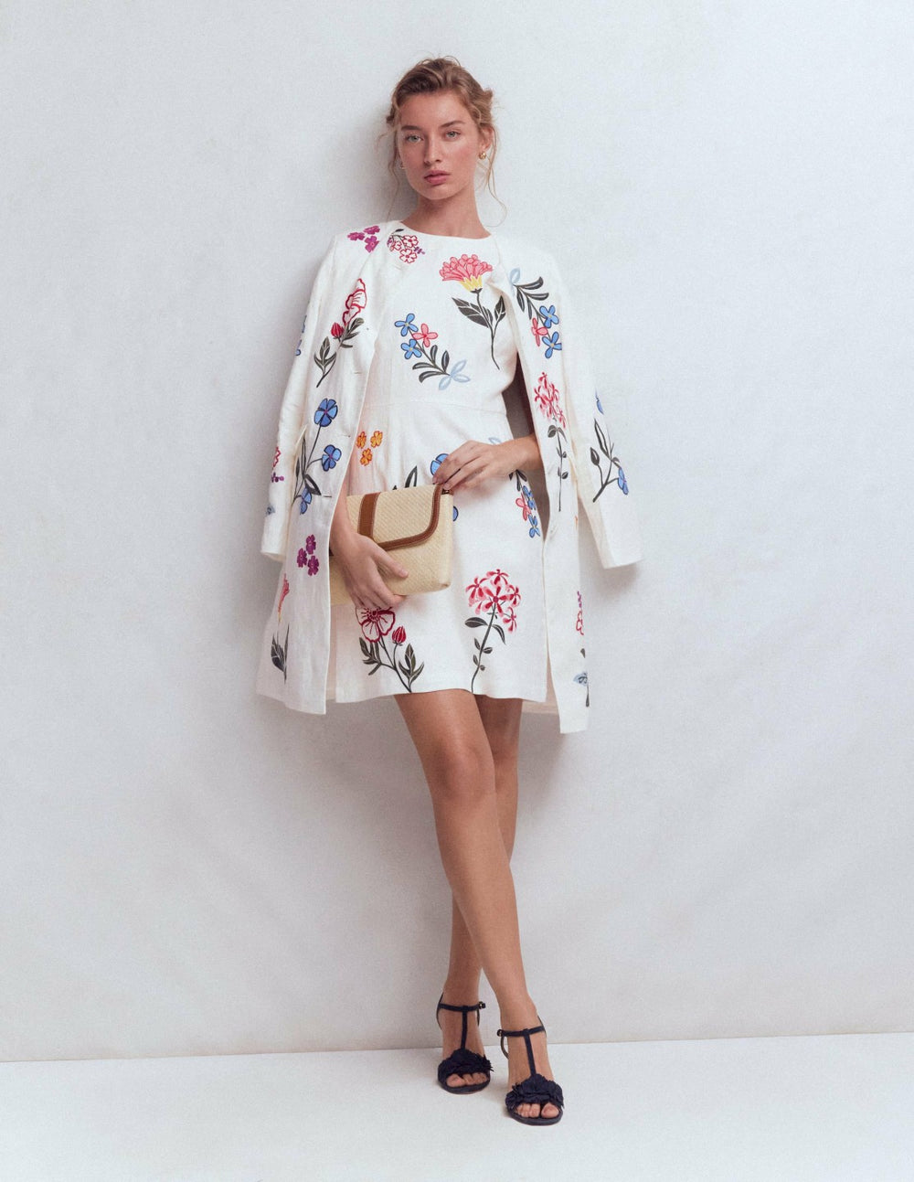 Occasion Short Linen Dress-White Embroidery / Boden Online