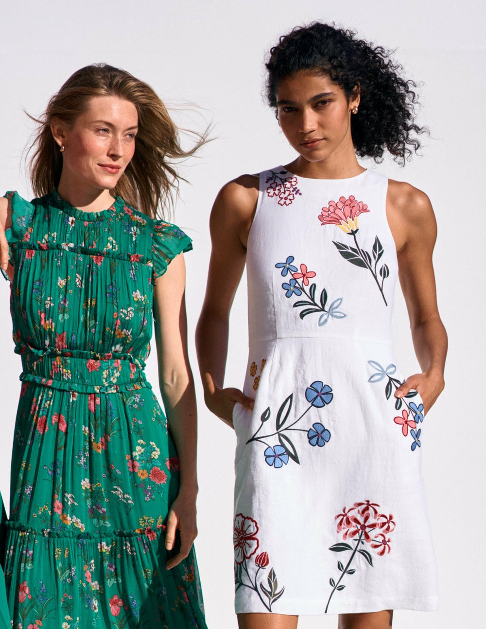 Occasion Short Linen Dress-White Embroidery / Boden Online