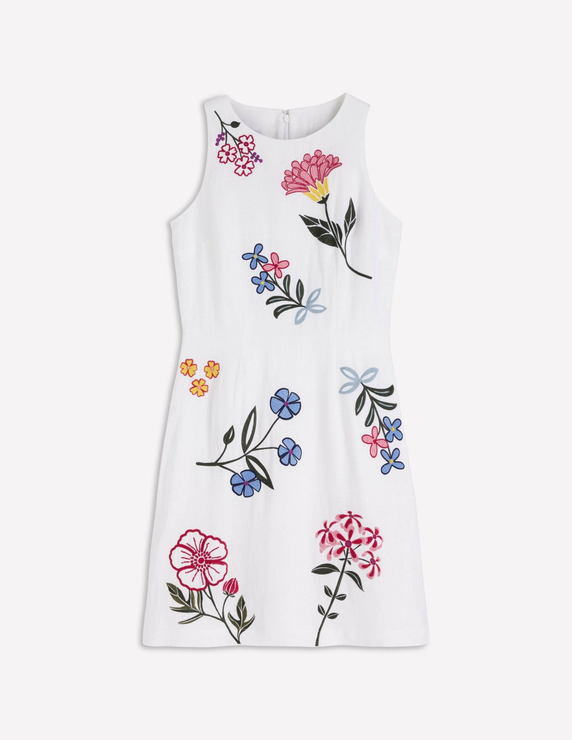 Occasion Short Linen Dress-White Embroidery / Boden Online