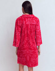 Short Collared Towelling Dress-Merida Red, Ornamental Foliage / Boden Outlet