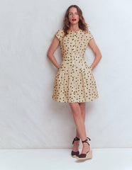 Arabella Short Linen Dress-Ivory Painted Dot Spaced / Boden Discount