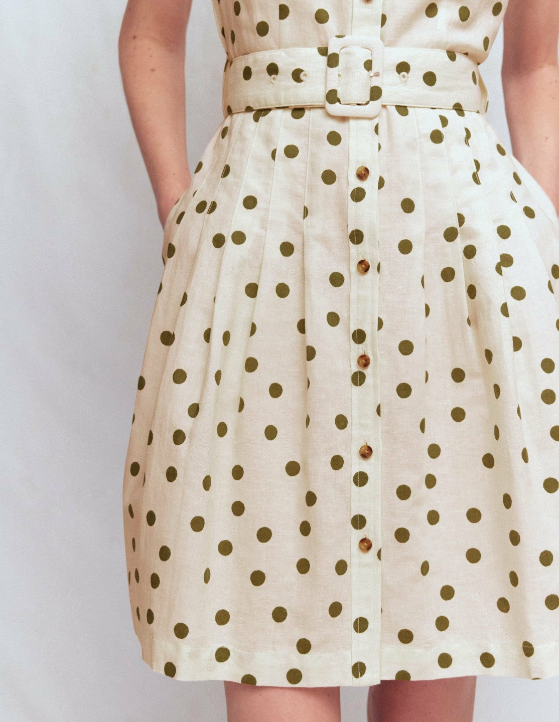Arabella Short Linen Dress-Ivory Painted Dot Spaced / Boden Discount