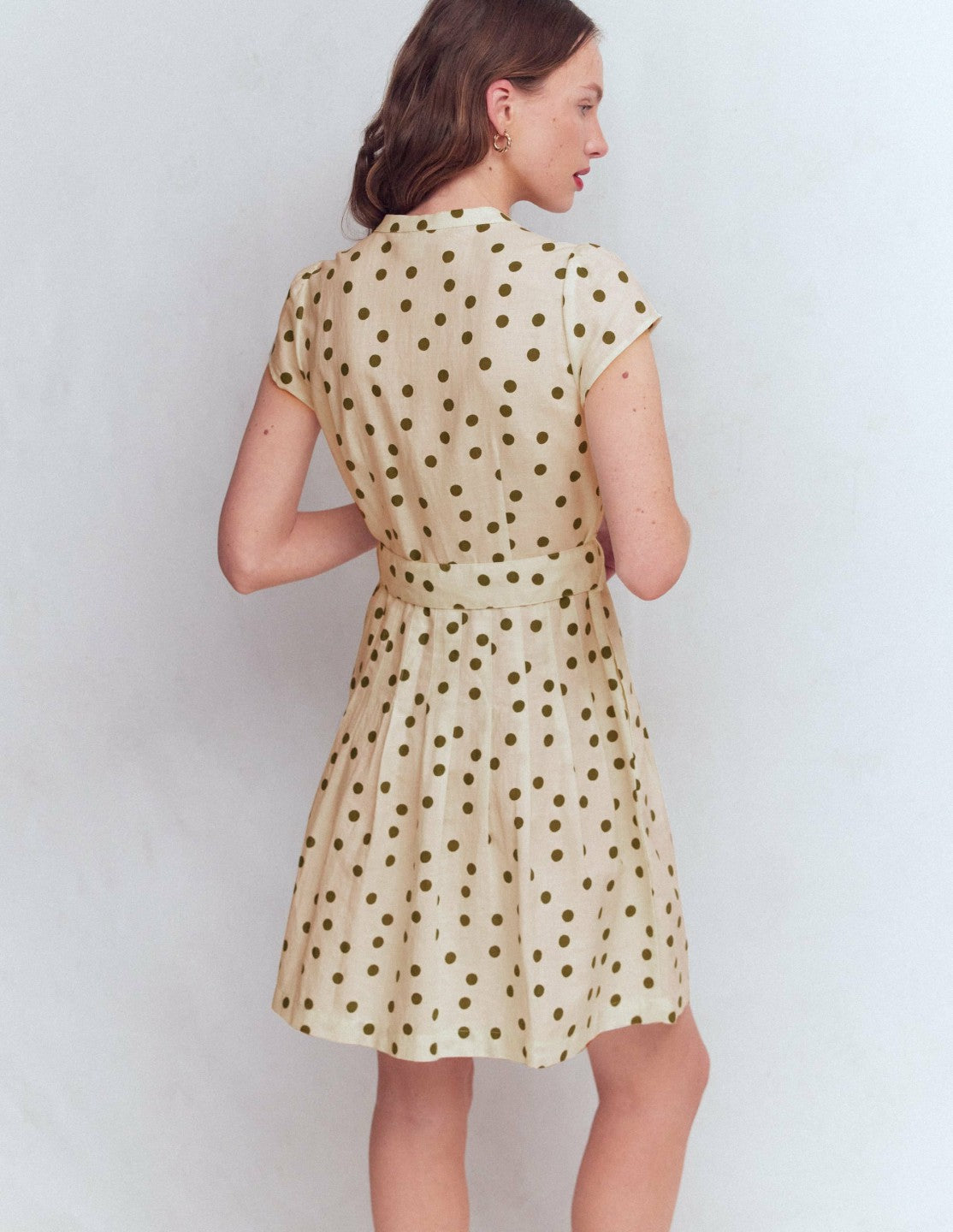 Arabella Short Linen Dress-Ivory Painted Dot Spaced / Boden Discount