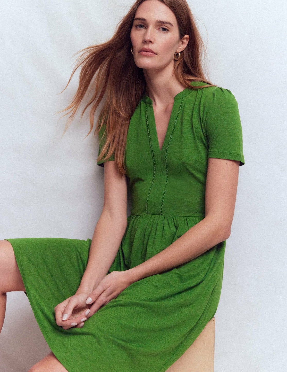 Naomi Short Sleeve Dress-Promenade Green / Boden