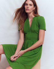 Naomi Short Sleeve Dress-Promenade Green / Boden