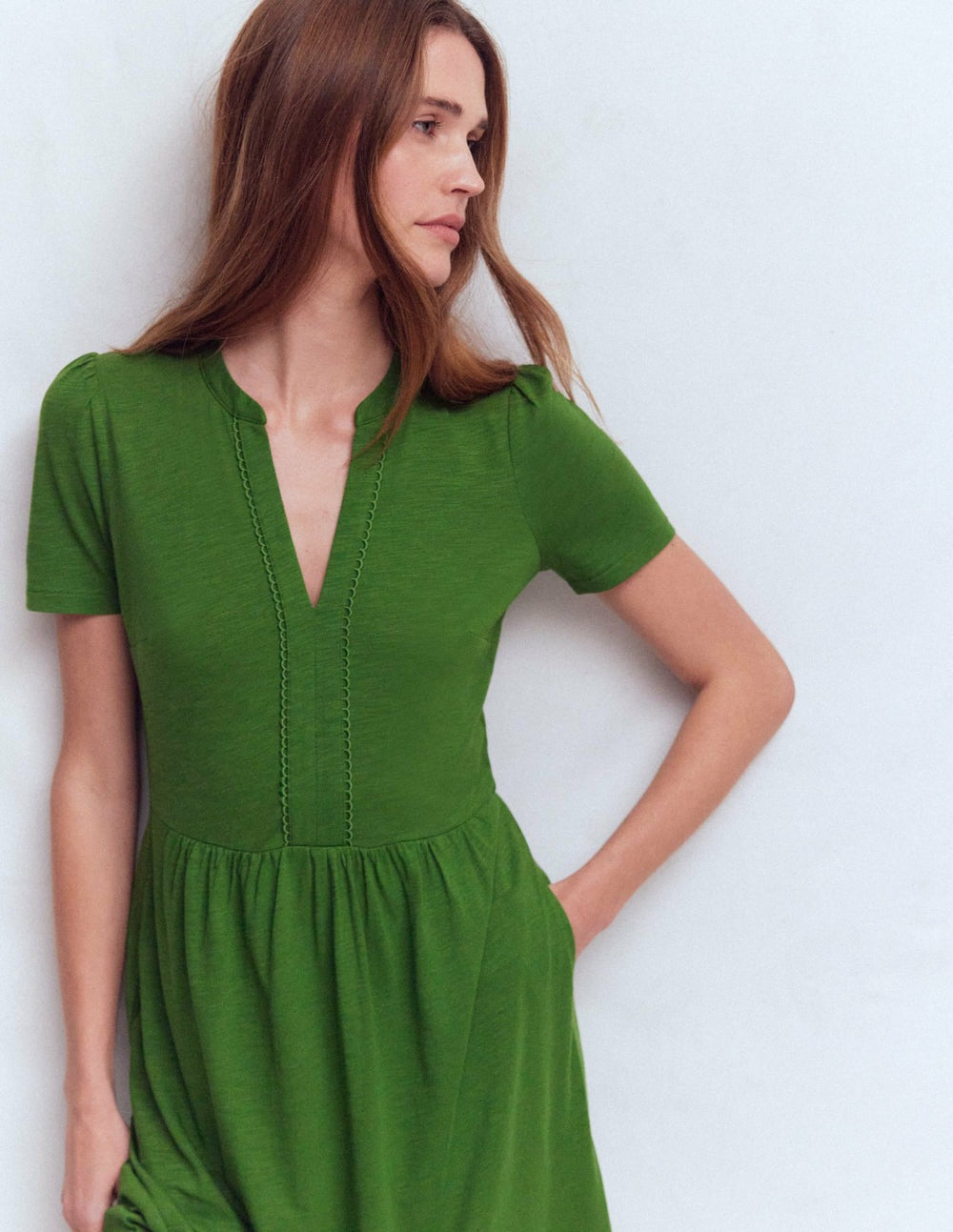 Naomi Short Sleeve Dress-Promenade Green / Boden