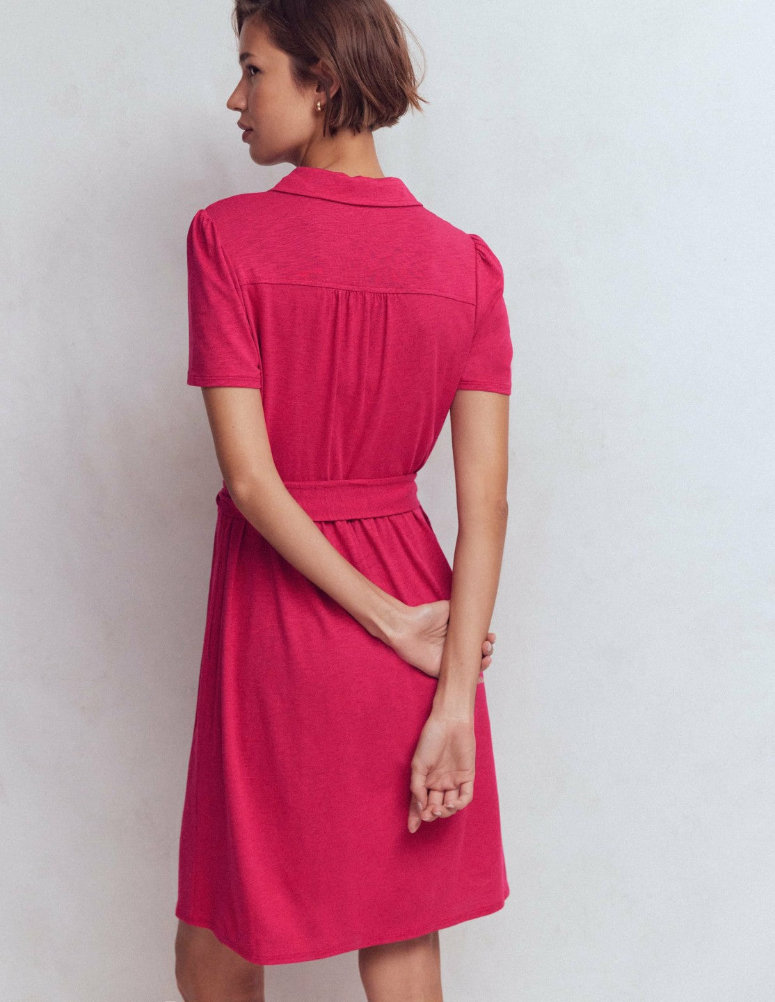 Patti Short Jersey Shirt Dress-Sweet Cherry / Boden Sale