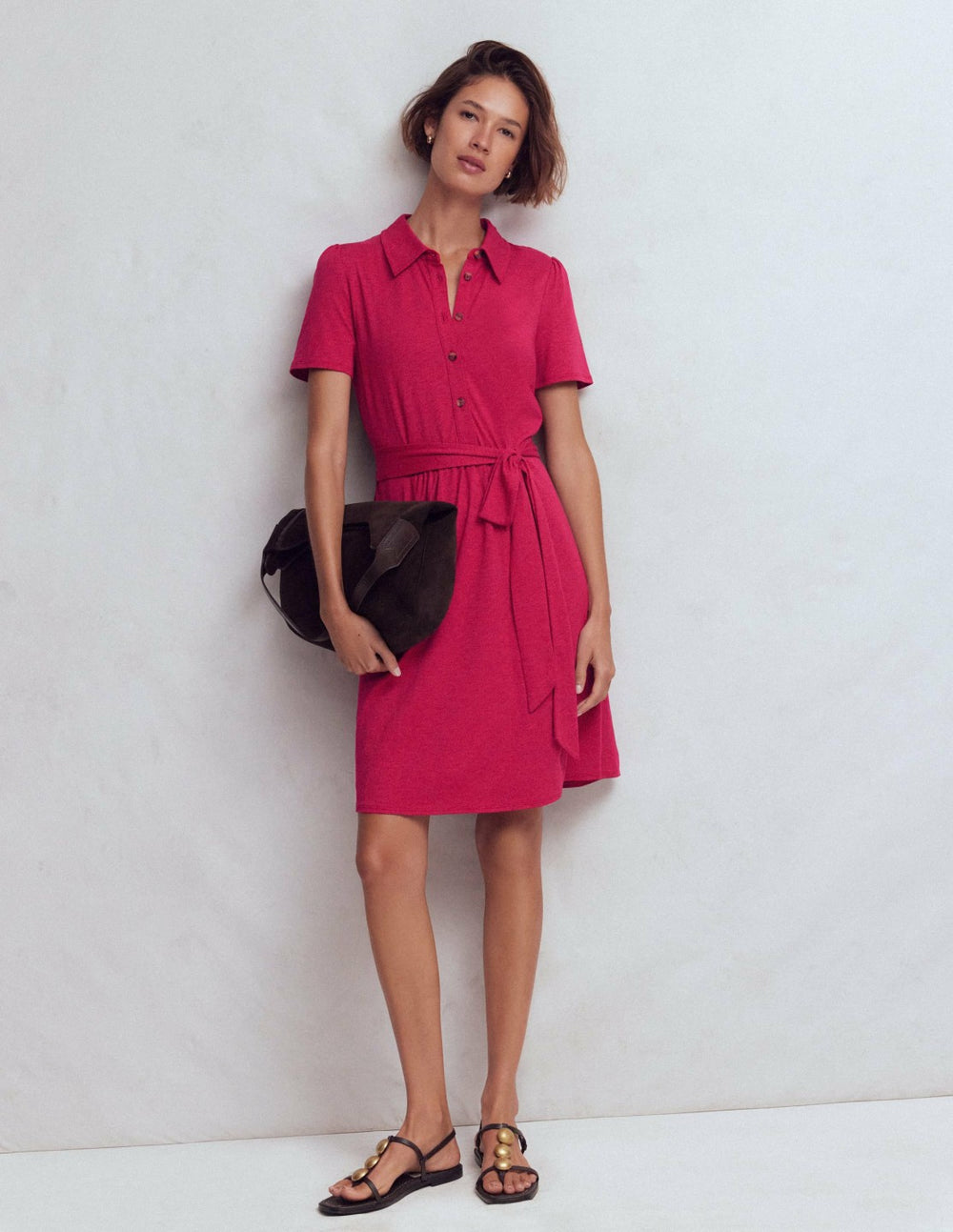 Patti Short Jersey Shirt Dress-Sweet Cherry / Boden Sale