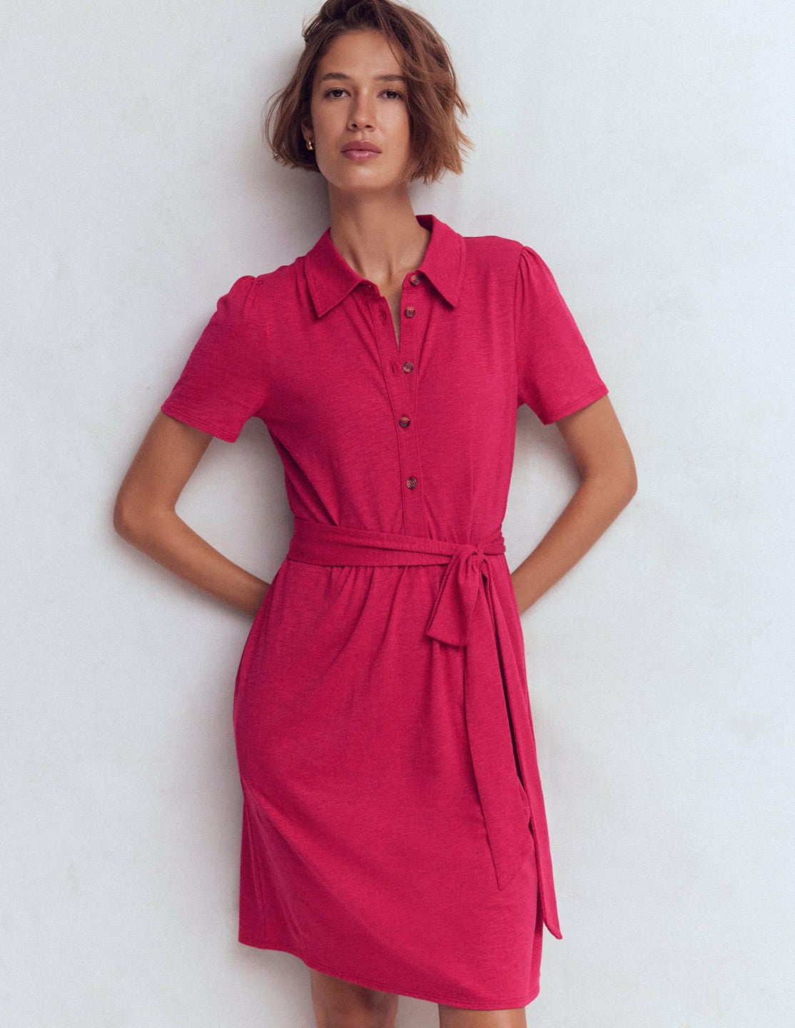 Patti Short Jersey Shirt Dress-Sweet Cherry / Boden Sale