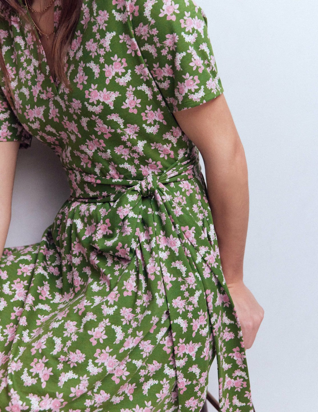Daisy Flippy Jersey Dress-Promenade Green, Dainty Blooms / Boden Online