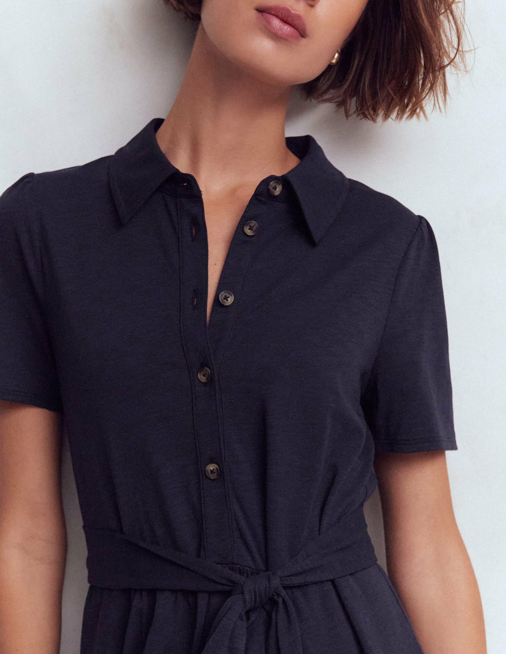 Patti Short Jersey Shirt Dress-Navy / Boden Outlet