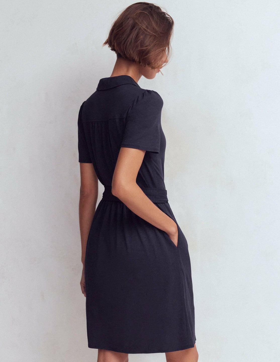 Patti Short Jersey Shirt Dress-Navy / Boden Outlet